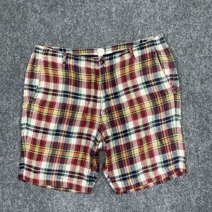 Lands’ End Shorts Mens Size 36 Plaid Red Canvas Casual Chino